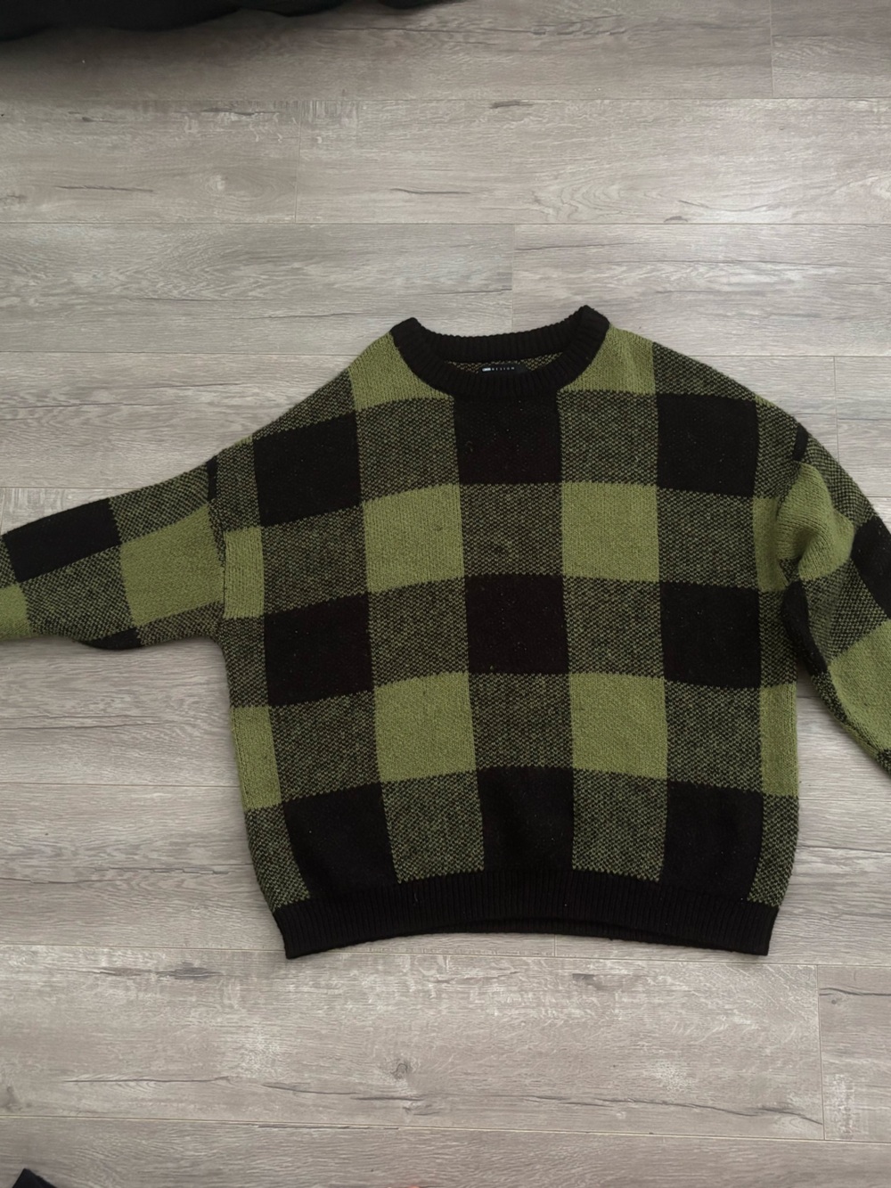 ASOS Design Green Black Buffalo Plaid Knit Sweater XL